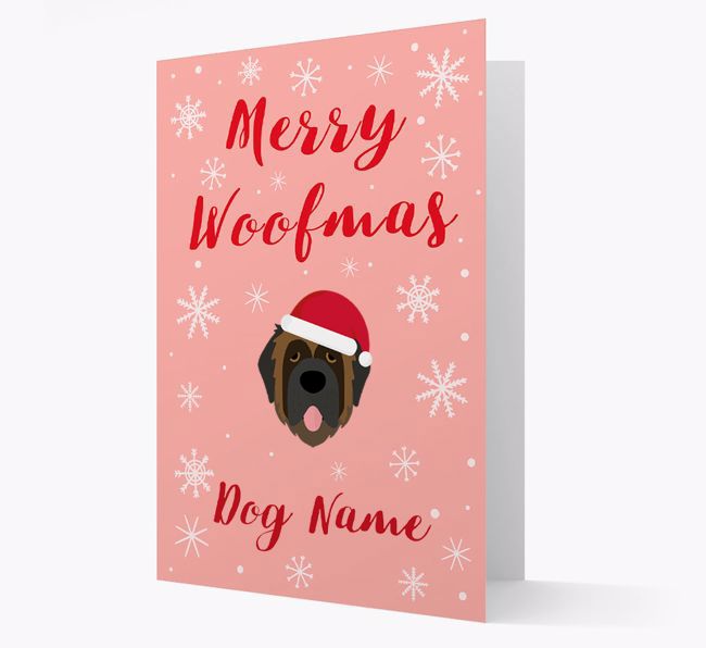 'Merry Woofmas {dogsName}' Card with your {breedFullName} Christmas Icon